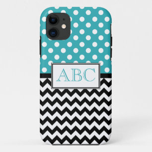 Polka Dot Turquoise & Chevron iPhone 5 Hoesje