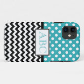 Polka Dot Turquoise & Chevron iPhone 5 Hoesje (Achterkant (horizontaal))