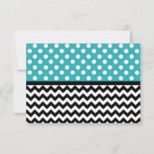 Polka Dot Turquoise & Chevron Reply Kaarten RSVP Kaartje (Achterkant)