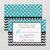 Polka Dot Turquoise & Chevron Reply Kaarten RSVP Kaartje (Voorkant / Achterkant)