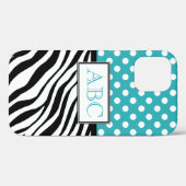 Polka Dot Turquoise en Zebra Print Case-Mate iPhone Case (Achterkant (horizontaal))