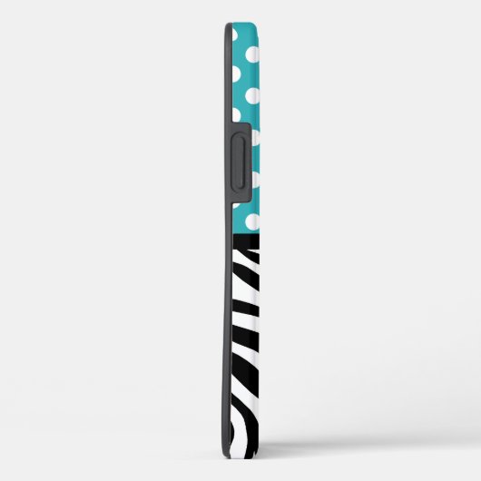 Polka Dot Turquoise en Zebra Print Case-Mate iPhone Case (Achterkant / Rechts)