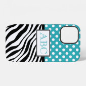 Polka Dot Turquoise en Zebra Print iPhone Hoesje (Achterkant horizontaal)