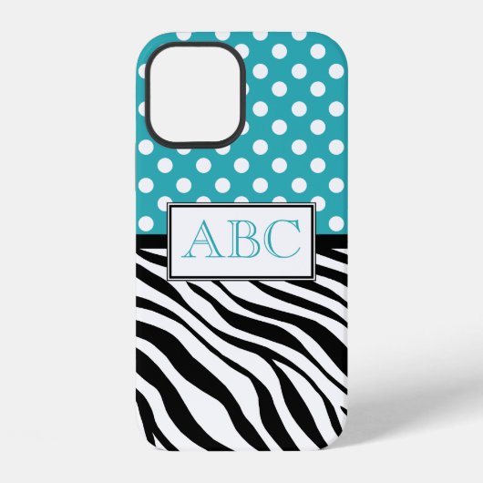 Polka Dot Turquoise en Zebra Print iPhone Hoesje (Achterkant)