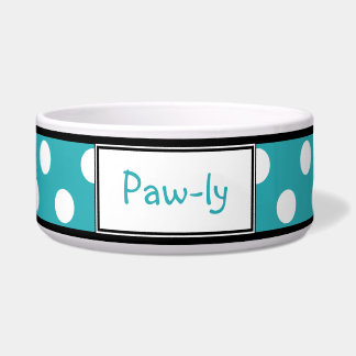 Polka Dot Turquoise Persoonlijke Dog Bowl Voerbakje