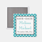 Polka Dot Turquoise Save the Date magnet (Voorkant / Achterkant)