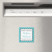 Polka Dot Turquoise Save the Date magnet (Insitu (Vaatwasser))