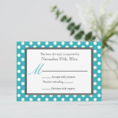 Polka Dot Turquoise & White RSVP Reply Cards Kaartje (Staand voorkant)