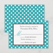 Polka Dot Turquoise & White RSVP Reply Cards Kaartje (Voorkant / Achterkant)