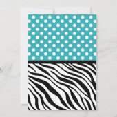 Polka Dot Turquoise & Zebra Print Baby shower Kaart (Achterkant)