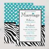 Polka Dot Turquoise Zebra Print bruiloft uitnodigi Kaart (Voorkant / Achterkant)
