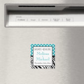 Polka Dot Turquoise Zebra Print Save the Date Magneet (Insitu (Vaatwasser))