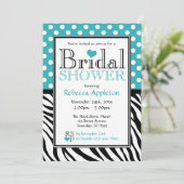 Polka Dot Turquoise & Zebra Print Vrijgezellenfees Kaart (Staand voorkant)