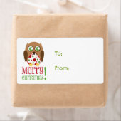 Polka Dot Uil Kerst Gift Label (Insitu)