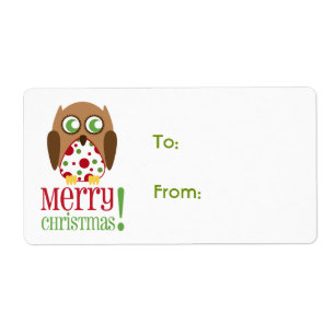 Polka Dot Uil Kerst Gift Label