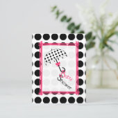 Polka Dot Umbrella Baby shower Invitation Kaart (Staand voorkant)