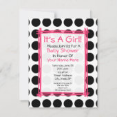 Polka Dot Umbrella Baby shower Invitation Kaart (Achterkant)