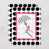 Polka Dot Umbrella Baby shower Invitation Kaart (Voorkant / Achterkant)