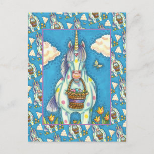 POLKA DOT UNICORN EN EASTER EGG BASKET, VANTASY FEESTDAGENKAART