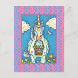 POLKA DOT UNICORN EN EASTER EGG BASKET, VANTASY FEESTDAGENKAART
