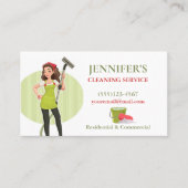 Polka Dot Vacuuming Maid House Cleaning Service Visitekaartje (Voorkant)