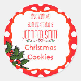 Polka Dot Vakantie Kerstmis Bakkerij Gebakken Koek Ronde Sticker