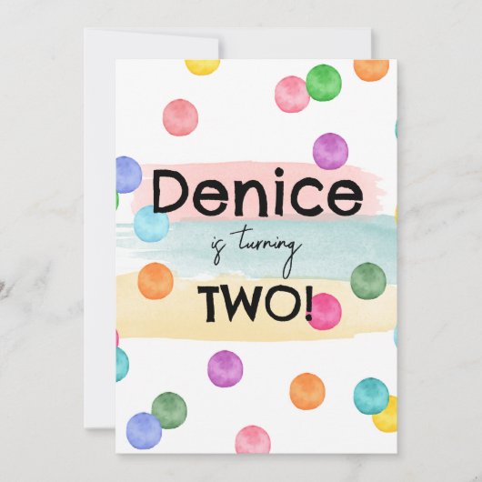 Polka Dot Verjaardagsfeestje Uitnodigen Aankondiging (Voorkant)