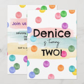 Polka Dot Verjaardagsfeestje Uitnodigen Aankondiging (Voorkant / Achterkant)