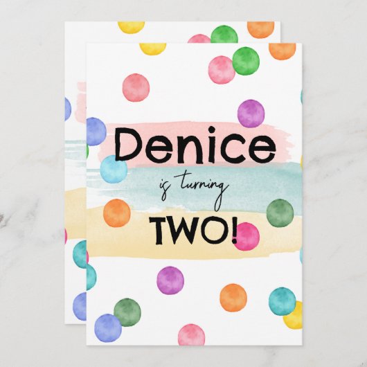 Polka Dot Verjaardagsfeestje Uitnodigen Aankondiging (Voorkant / Achterkant)