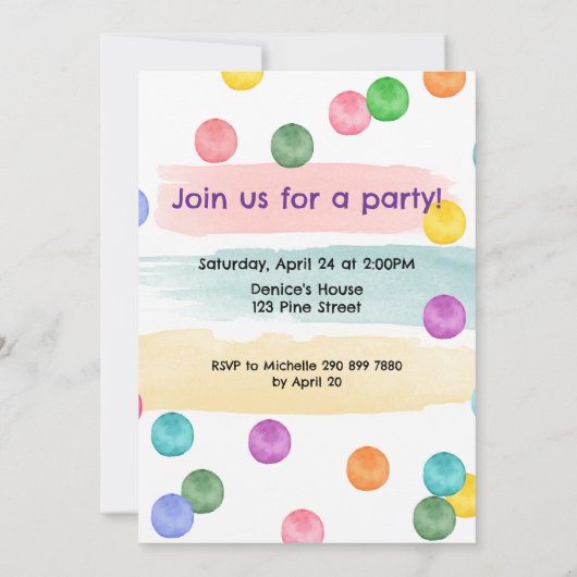 Polka Dot Verjaardagsfeestje Uitnodigen Kaart (Achterkant)
