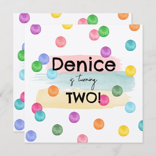 Polka Dot Verjaardagsfeestje Uitnodigen Kaart (Voorkant / Achterkant)