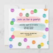 Polka Dot Verjaardagsfeestje Uitnodigen Kaart (Achterkant)