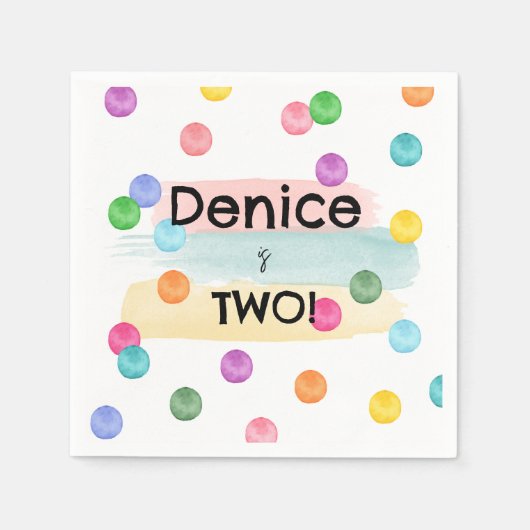 Polka Dot Verjaardagsfeestje Uitnodigen Servet (Voorkant)