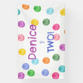 Polka Dot Verjaardagsfeestje Uitnodigen Spandoek (Verticaal)