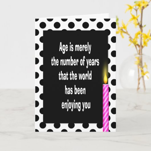 polka dot verjaardagsofferte kaart (Gele Bloem)