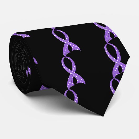 Polka Dot Violet Ribbon Hodgkin lymfoom Stropdas (Opgerold)