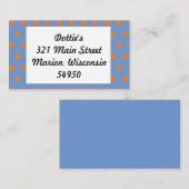 Polka Dot Visitekaartjes (denim blauw & Sinaasappe (Voorkant / Achterkant)