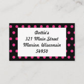 Polka Dot Visitekaartjes (Zwart & Neon Roze) (Voorkant)