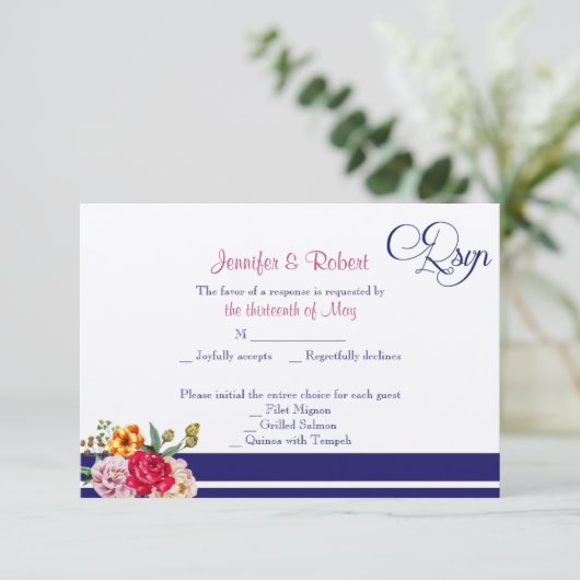 Polka Dot Vlinder Posh Huwelijksreactie Kaart (Staand voorkant)