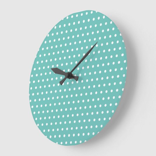 Polka Dot Wall Clock (Aqua & White) Grote Klok (Hoek)