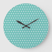 Polka Dot Wall Clock (Aqua & White) Grote Klok (Voorkant)