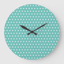 Polka Dot Wall Clock (Aqua & White) Grote Klok