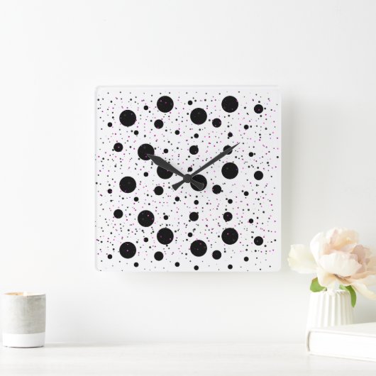 Polka Dot Wall Clock – Moderne Home Decor Vierkante Klok (Huis)