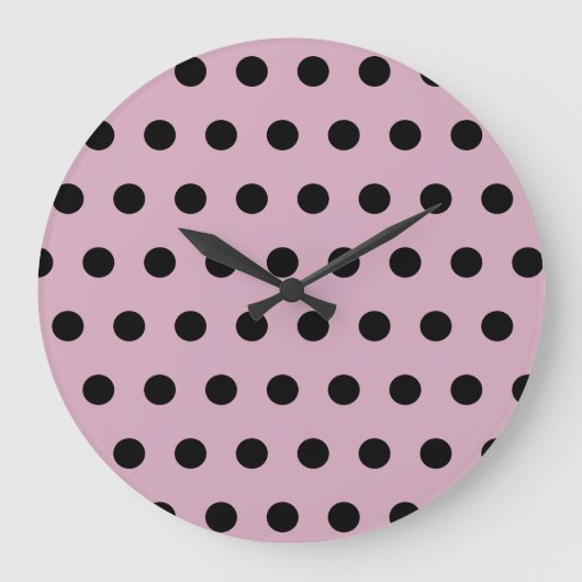 Polka Dot Wall klok (roze en zwart) (Voorkant)
