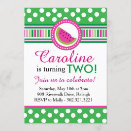 Polka Dot Watermeloen Party Uitnodiging (Roze/Groe