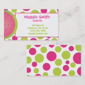 Polka Dot Watermelon Business Calling Card Visitekaartje (Voorkant / Achterkant)
