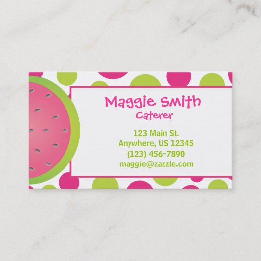 Polka Dot Watermelon Business Calling Card Visitekaartje (Voorkant)