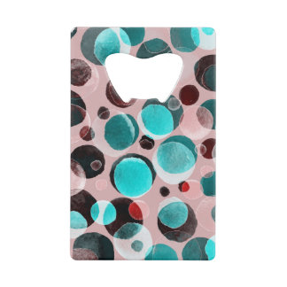 Polka dot waterverf, abstract patroon. creditkaart flessenopener