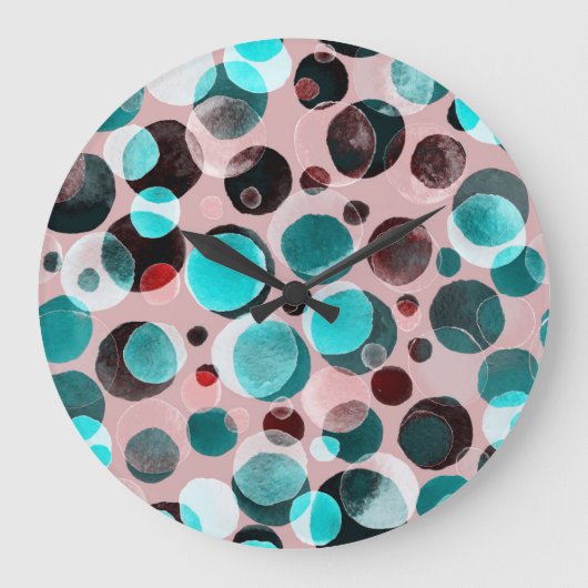 Polka dot waterverf, abstract patroon. grote klok (Voorkant)