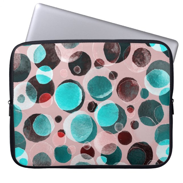Polka dot waterverf, abstract patroon. laptop sleeve (Voorkant)